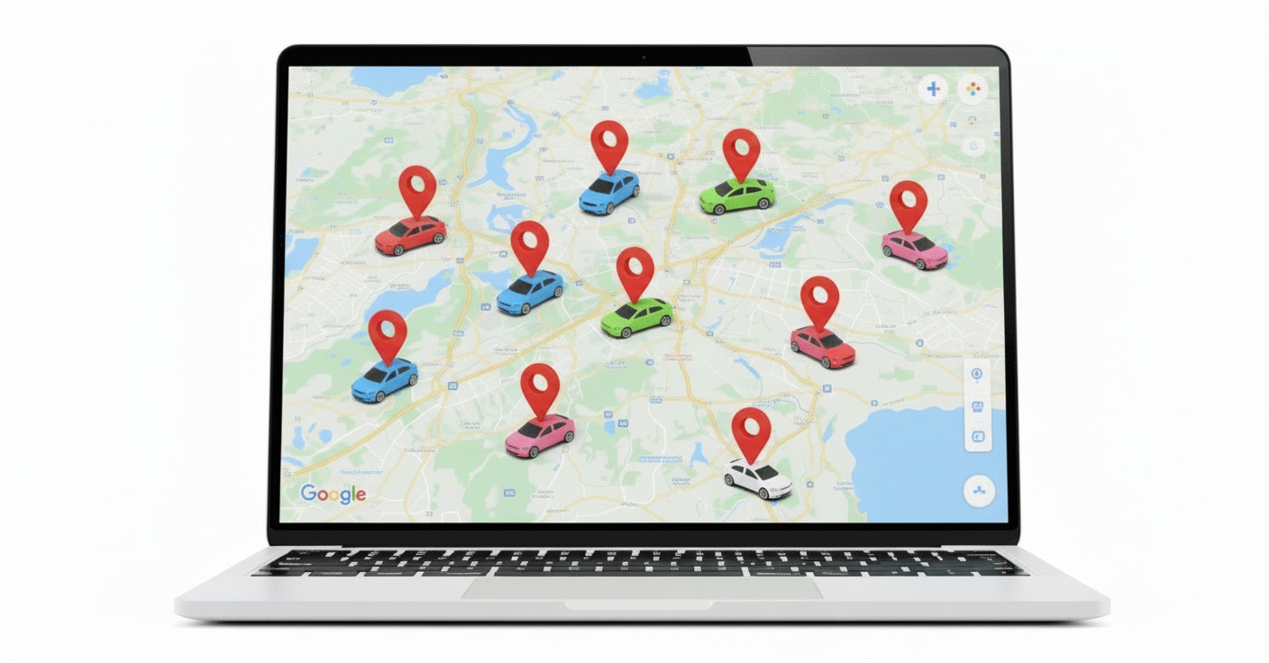 Ordinateur portable avec logiciel de géolocalisation de véhicules